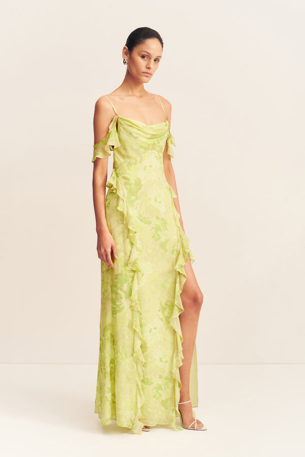 MILLER RUFFLE COWL MAXI DRESS_A