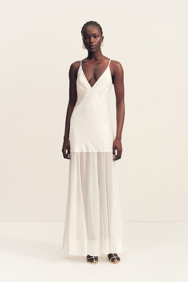 MORAYA PLUNGED MAXI DRESS - IVORY_F
