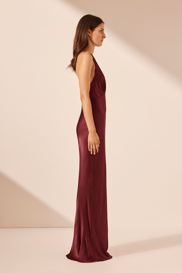 ELIA PLUNGED CROSS BACK MAXI DRESS - SHIRAZ_S