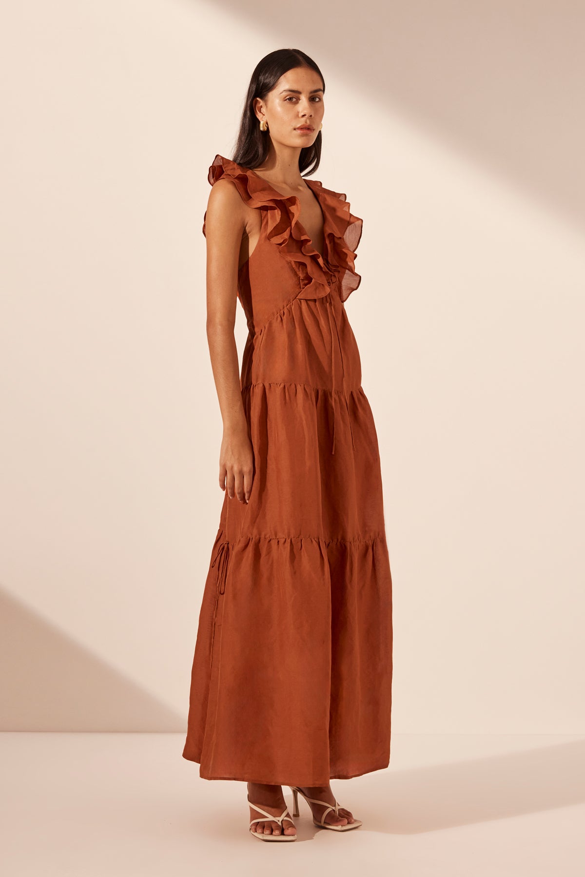 Celeste Layered Maxi Dress Rust Dresses Shona Joy