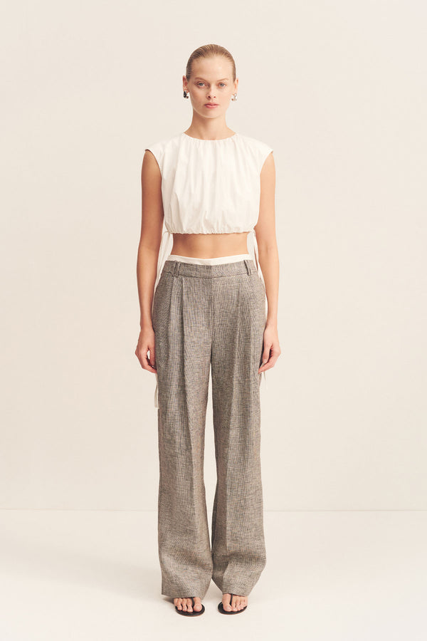 ELLIOT DOUBLE WAIST BAND PANT - CONCRETE_F