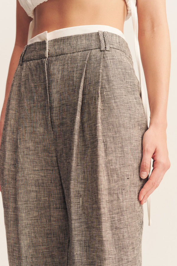ELLIOT DOUBLE WAIST BAND PANT - CONCRETE_D