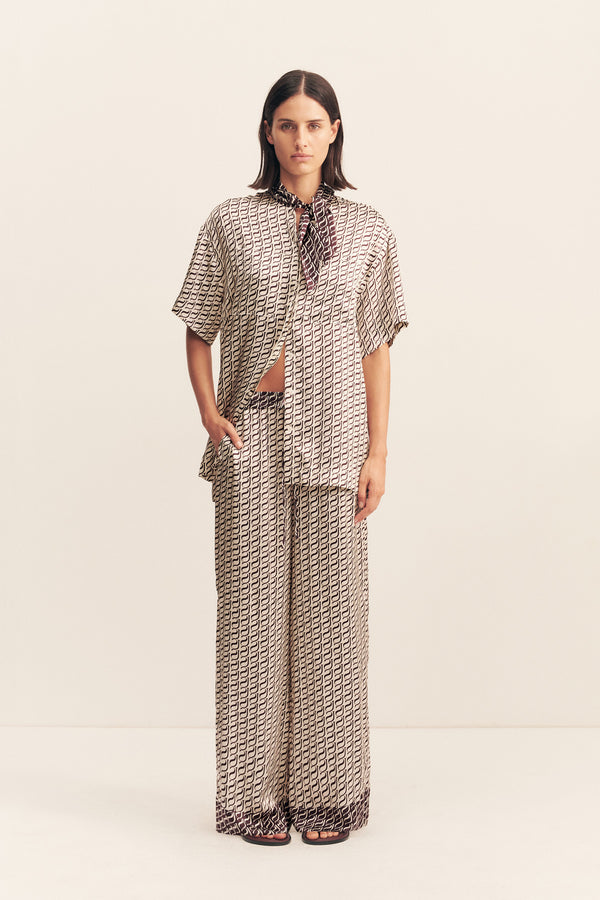 MONOGRAM SILK CONTRAST SHIRT