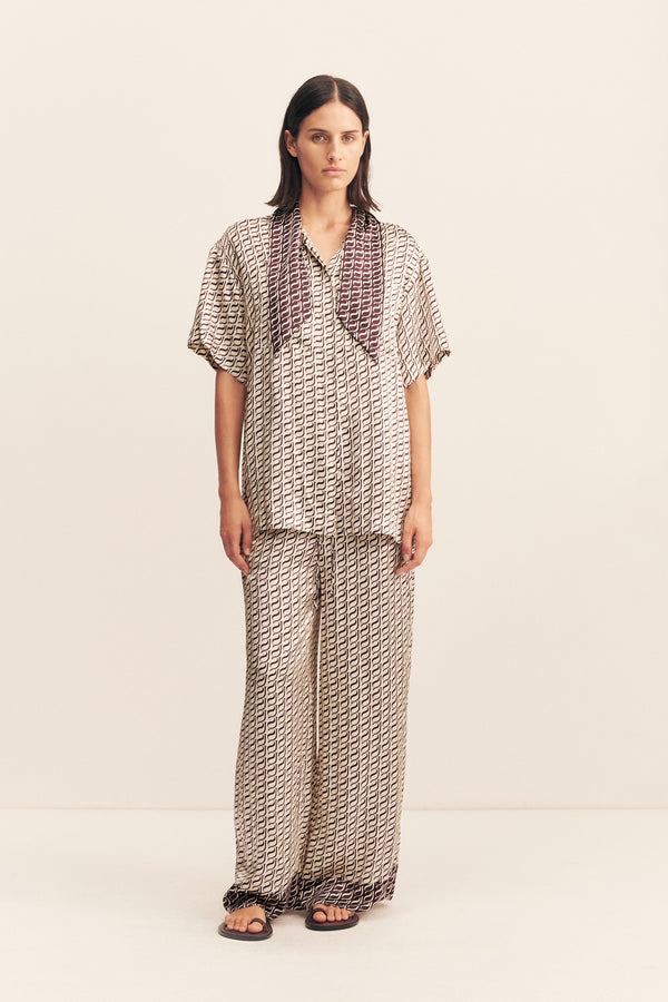 MONOGRAM SILK CONTRAST SHIRT_F