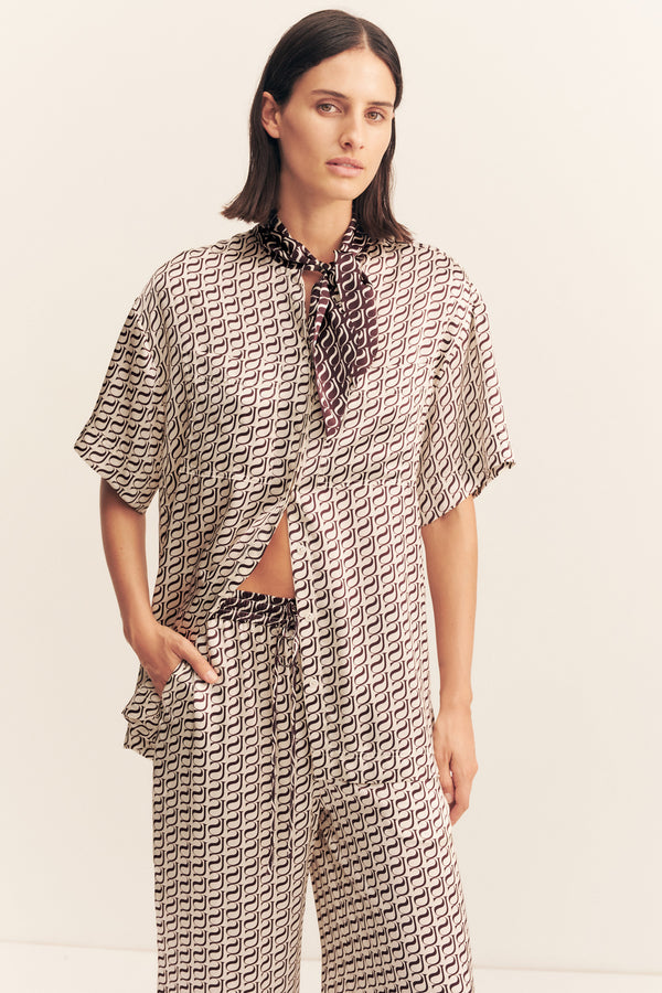 MONOGRAM SILK CONTRAST SHIRT