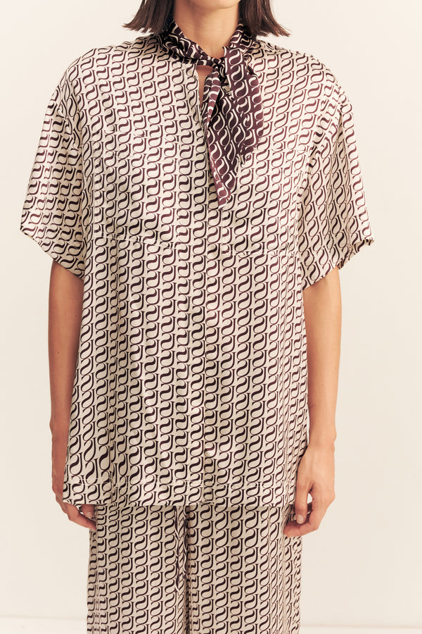 MONOGRAM SILK CONTRAST SHIRT