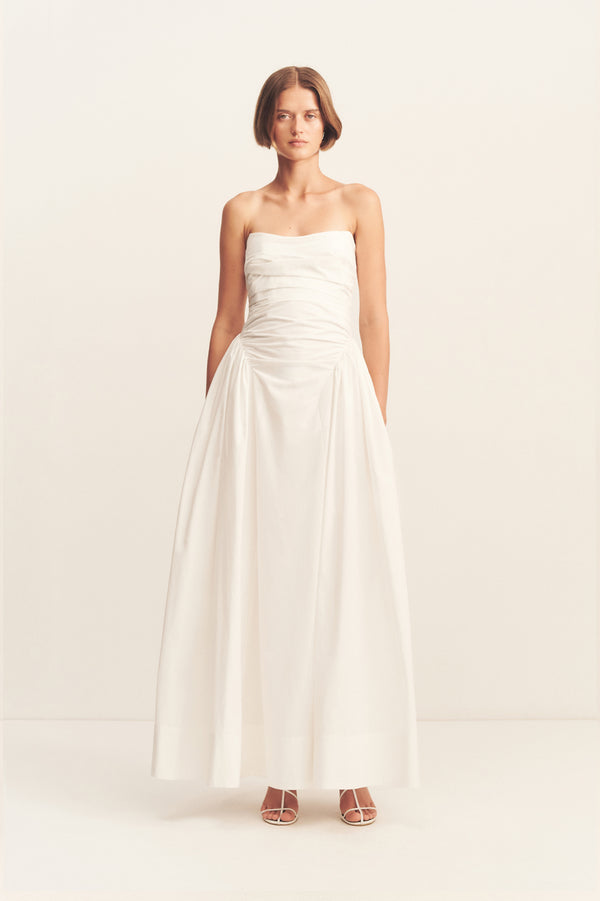 MORTON STRAPLESS PANELLED MAXI DRESS - WHITE_F