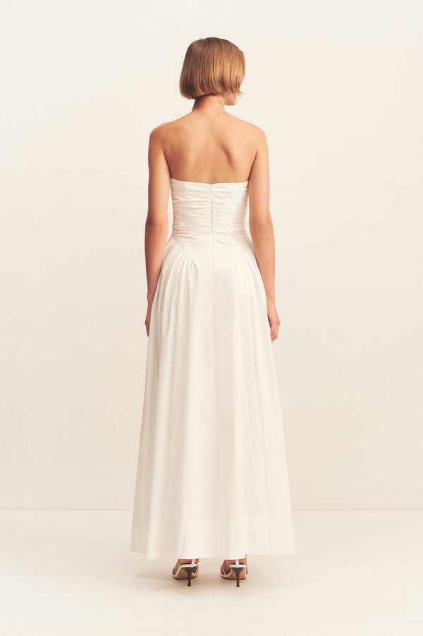 MORTON STRAPLESS PANELLED MAXI DRESS - WHITE