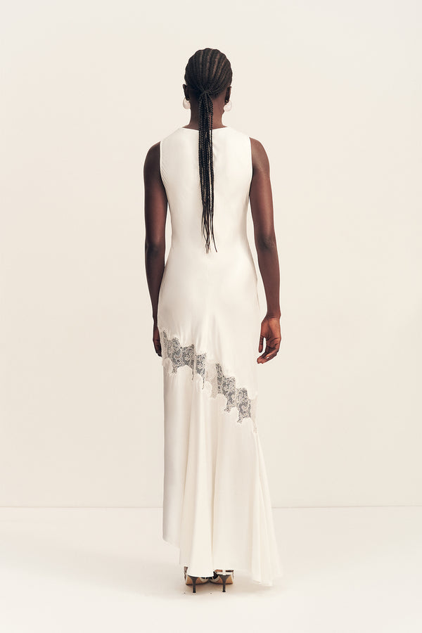 SIMONA ASYMMETRICAL PANELLED MAXI DRESS - IVORY