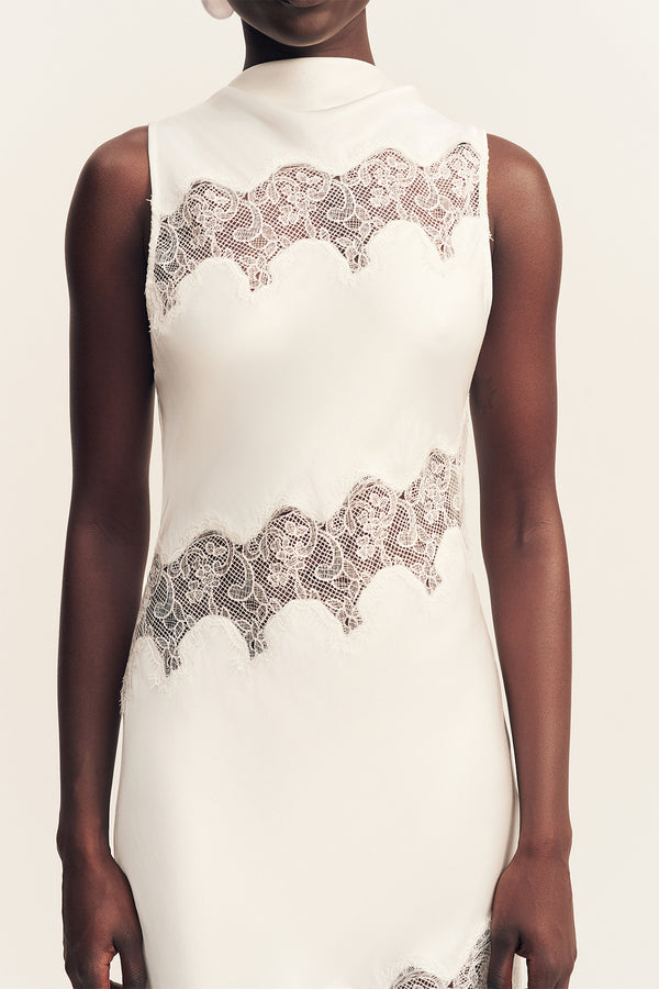 SIMONA ASYMMETRICAL PANELLED MAXI DRESS - IVORY