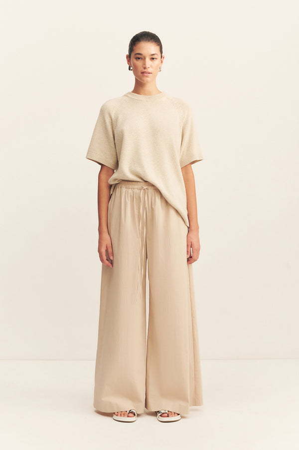 CAMPBELL WIDE LEG PANT - OAT MILK_F