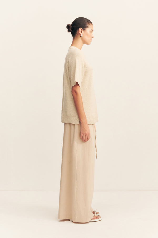 CAMPBELL WIDE LEG PANT - OAT MILK