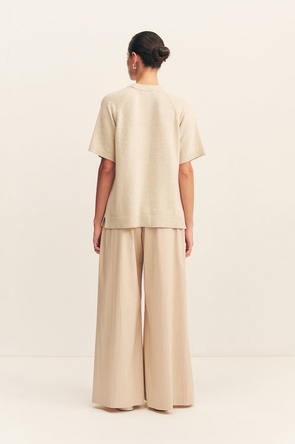 CAMPBELL WIDE LEG PANT - OAT MILK