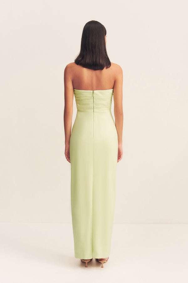 LANI STRAPLESS DRAPED MAXI DRESS - PISTACHIO_B