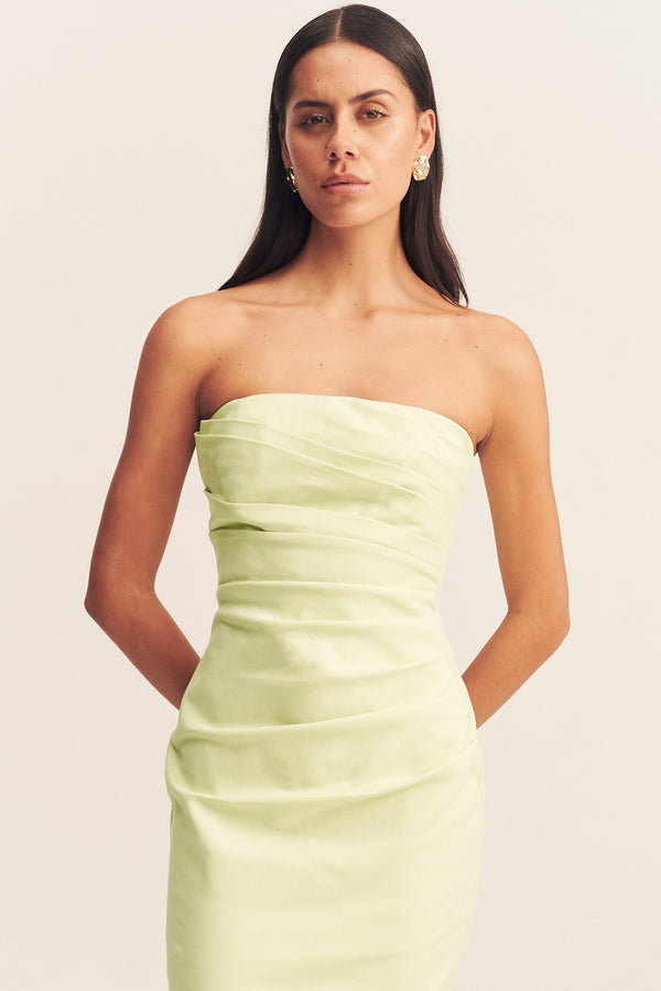 LANI STRAPLESS DRAPED MAXI DRESS - PISTACHIO_D