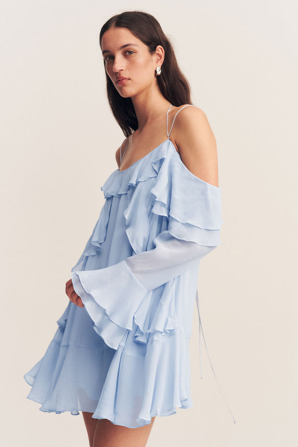 EMORY TIERED MINI DRESS - ARCADIAN BLUE