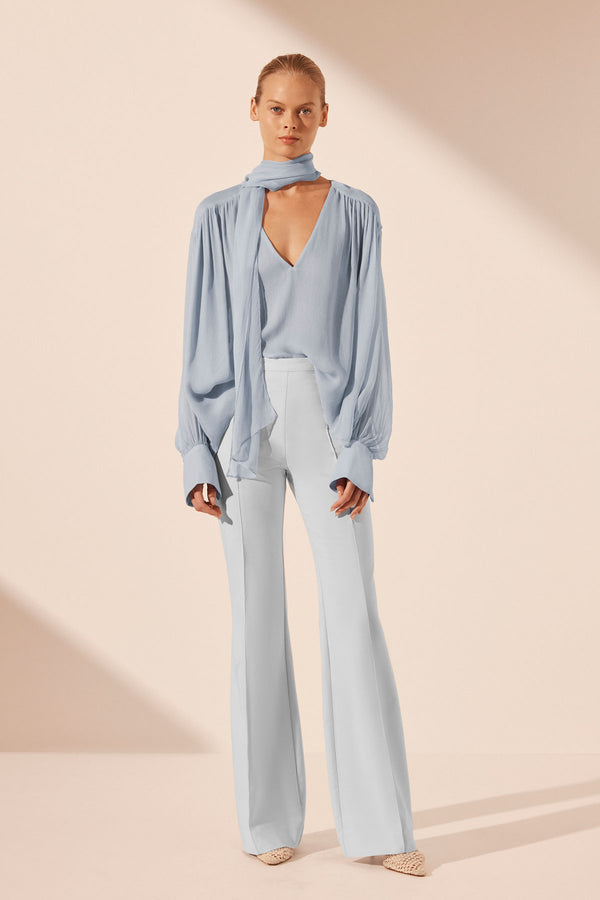 LAYLA SCARF BLOUSE - SKY_F