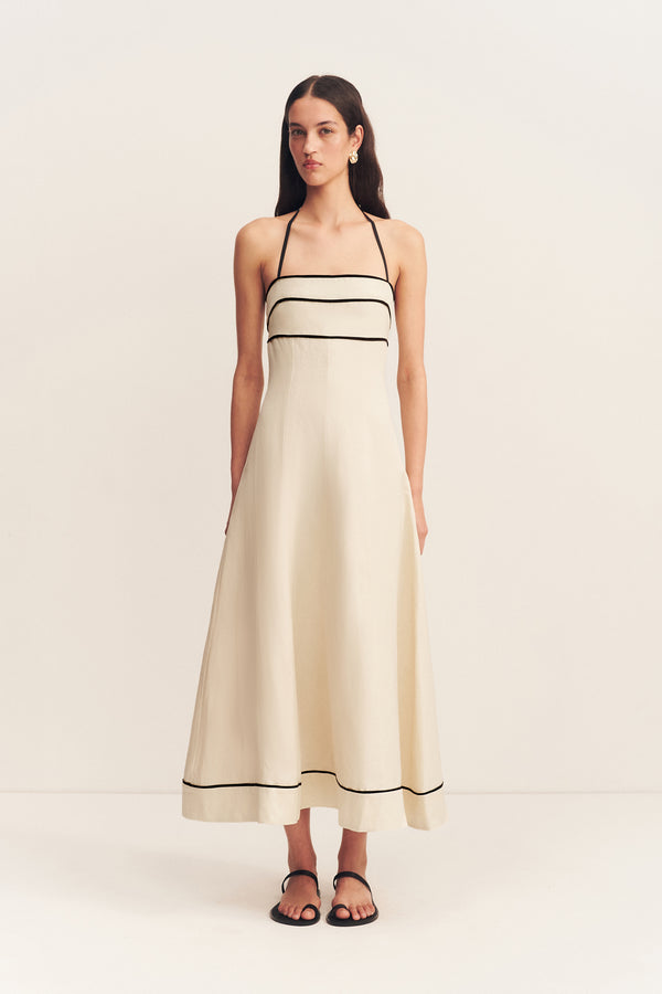 BILLIE CONTRAST PANELLED MIDI DRESS_F