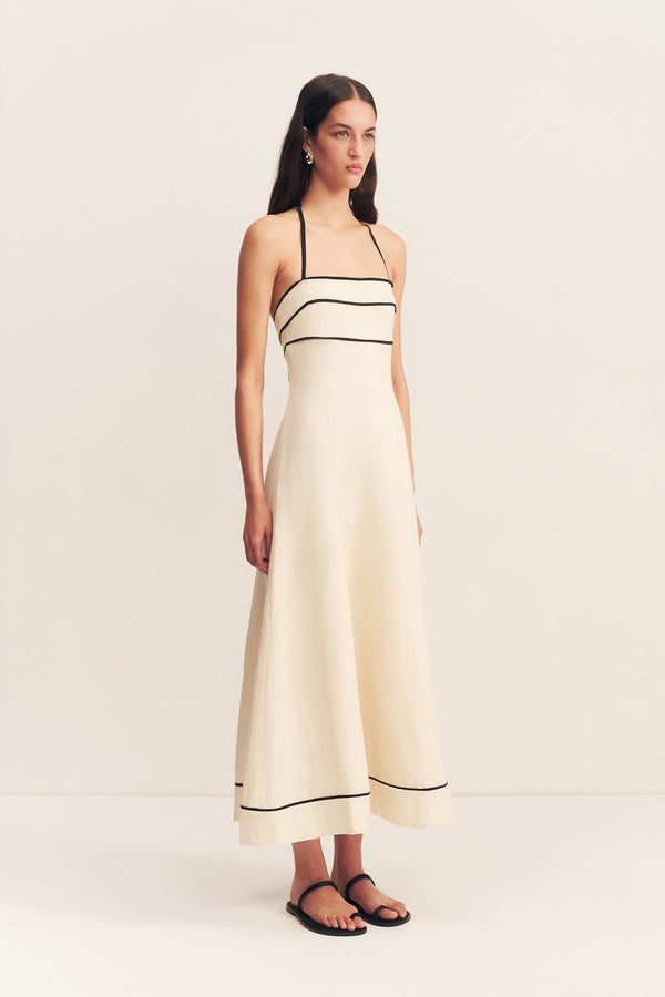 BILLIE CONTRAST PANELLED MIDI DRESS_A
