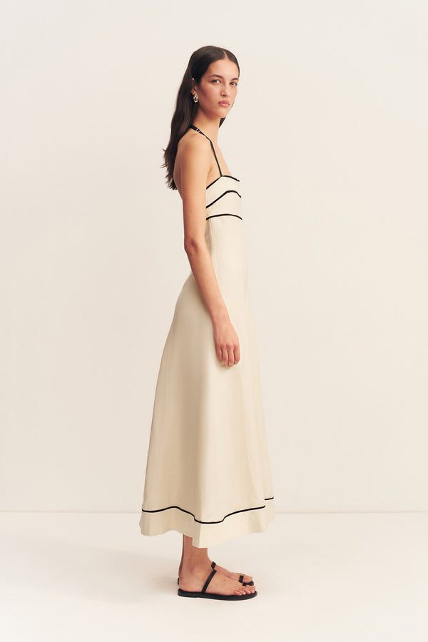 BILLIE CONTRAST PANELLED MIDI DRESS_S