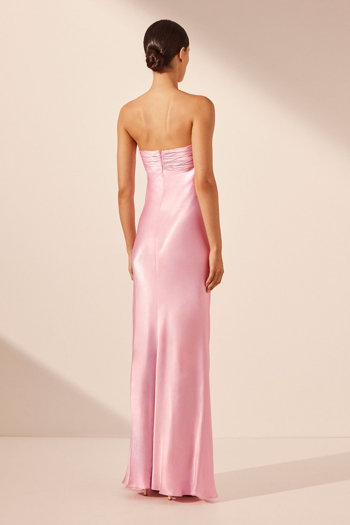 La Lune Strapless Ruched Bodice Maxi Dress | Peony | Dresses