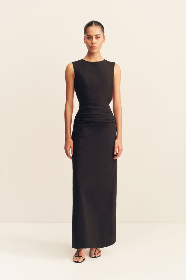CAMPBELL BOW BACKLESS MAXI DRESS- BLACK_F
