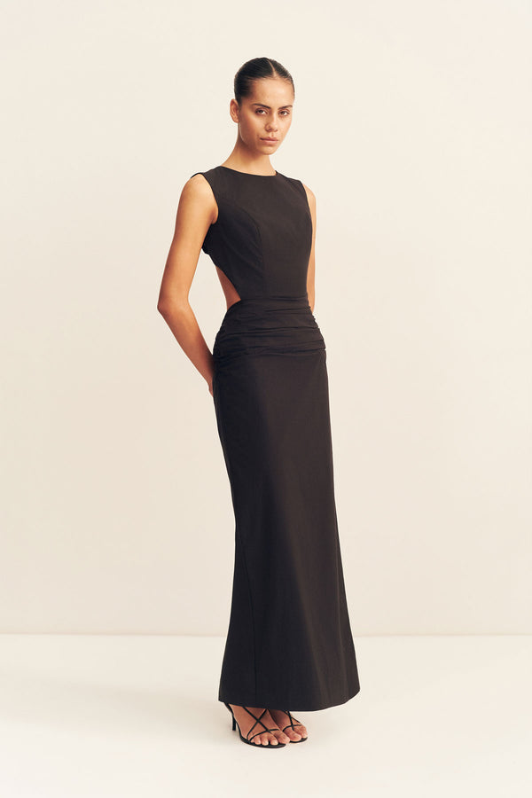 CAMPBELL BOW BACKLESS MAXI DRESS-  BLACK