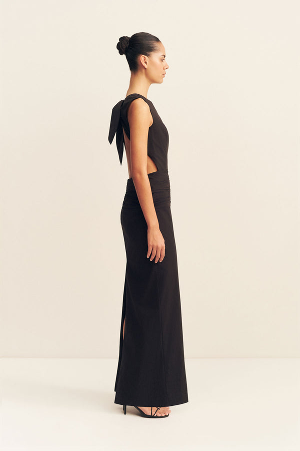 CAMPBELL BOW BACKLESS MAXI DRESS-  BLACK