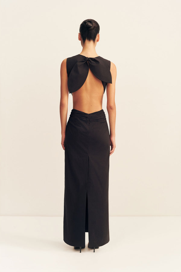 CAMPBELL BOW BACKLESS MAXI DRESS-  BLACK