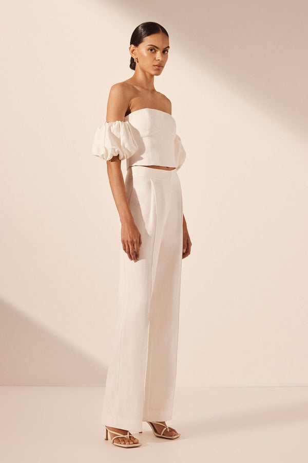 LA LUNE OTTO PUFF SLEEVE CONTOUR TOP - IVORY_A