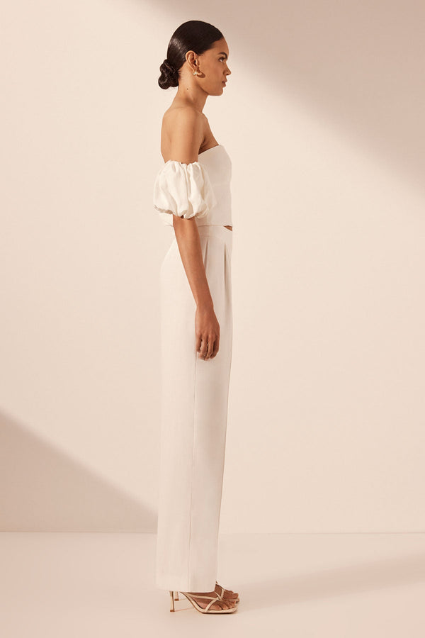 LA LUNE OTTO PUFF SLEEVE CONTOUR TOP - IVORY_S
