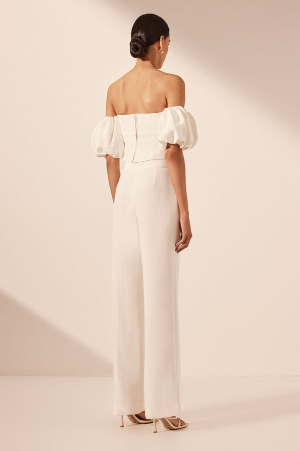 LA LUNE OTTO PUFF SLEEVE CONTOUR TOP - IVORY_B