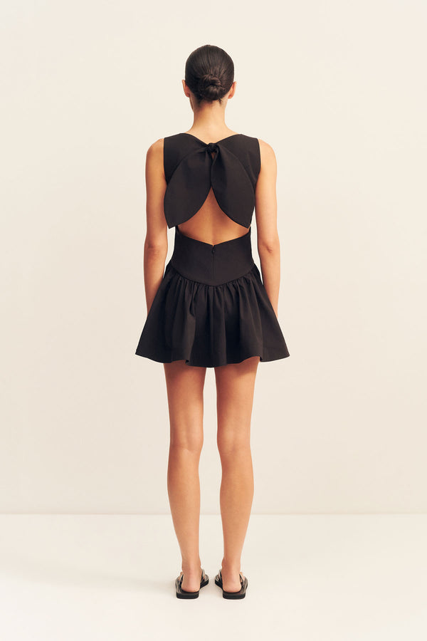 CAMPBELL BOW BACKLESS MINI DRESS - BLACK
