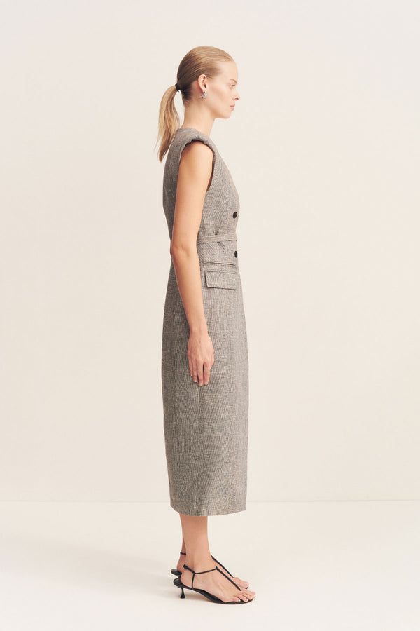 ELLIOT TAILORED MIDI DRESS - CONCRETE_S