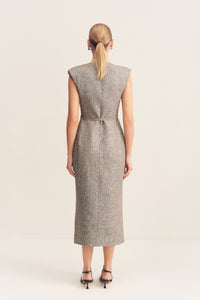 ELLIOT TAILORED MIDI DRESS - CONCRETE