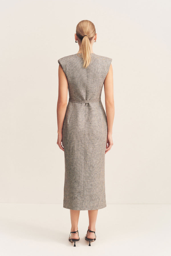 ELLIOT TAILORED MIDI DRESS - CONCRETE_B