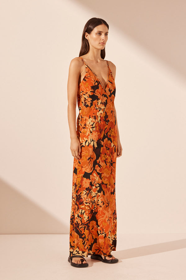 SANTOS SILK CROSS STRAP MAXI DRESS_A