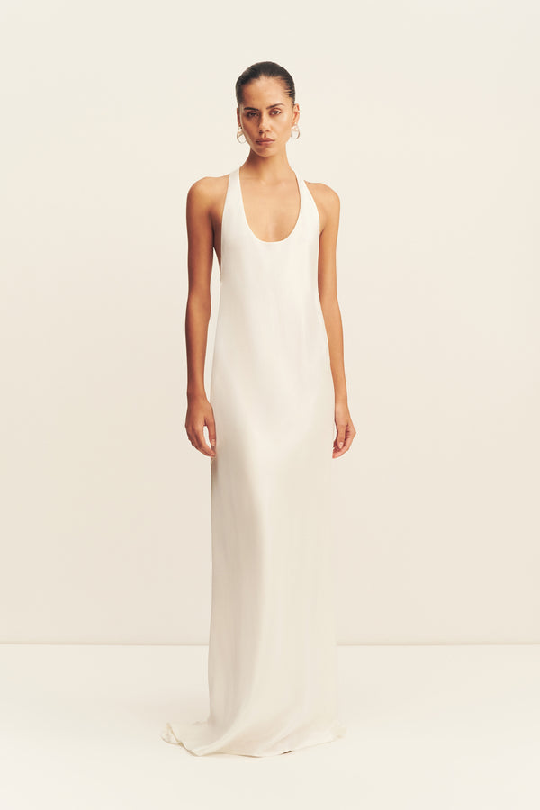 SAVANNA RACER BACK GOWN - IVORY_F