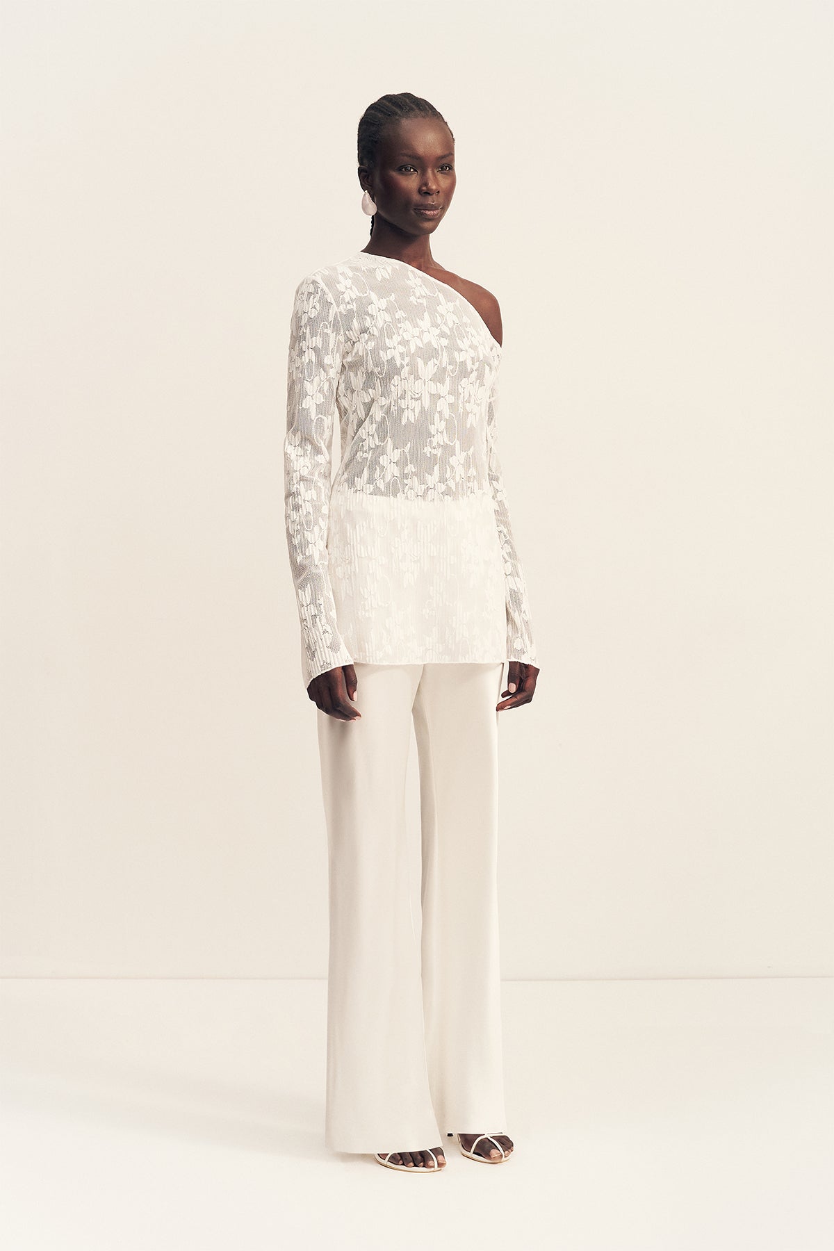 Binx Asymmetrical Long Sleeve Top | White | Tops | Shona Joy