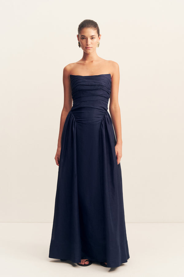 CELESTE STRAPLESS PANELLED MAXI DRESS - MIDNIGHT_F