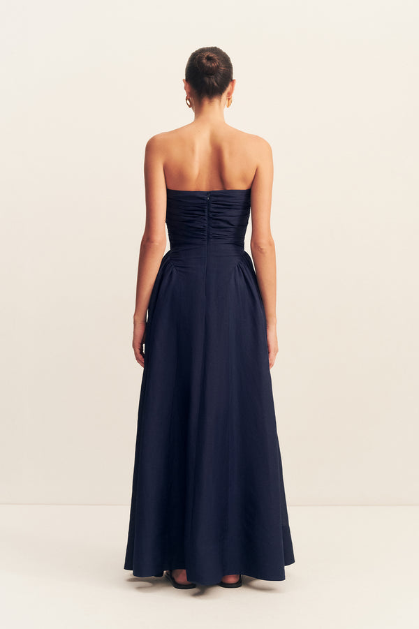 CELESTE STRAPLESS PANELLED MAXI DRESS - MIDNIGHT