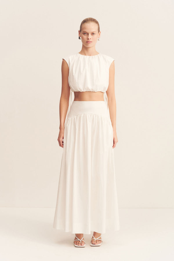 CAMPBELL GATHERED TOP - IVORY_F