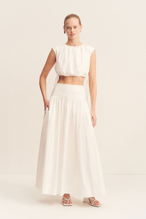 CAMPBELL GATHERED MAXI SKIRT - IVORY_F