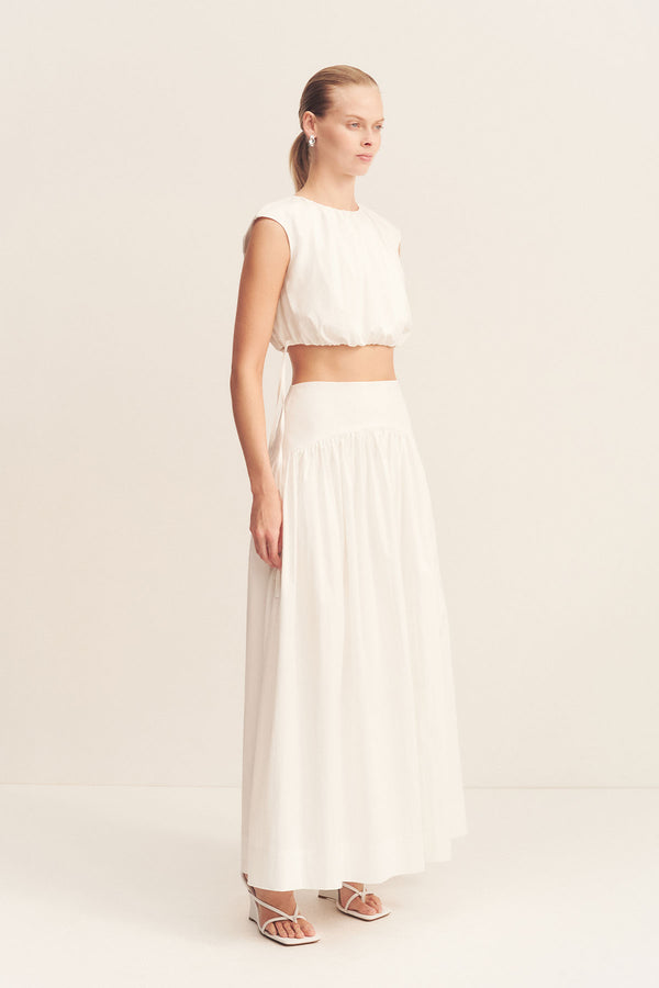 CAMPBELL GATHERED MAXI SKIRT - IVORY_A