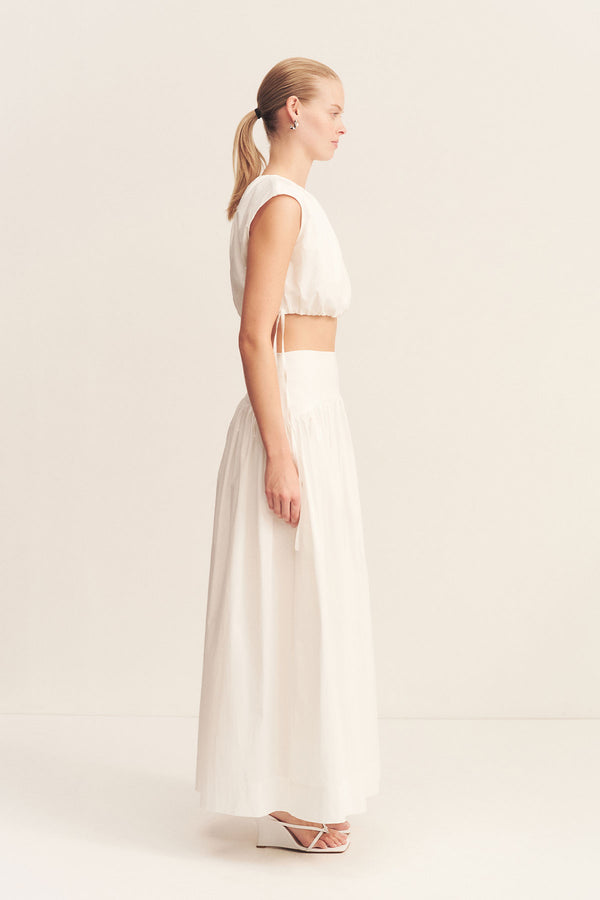 CAMPBELL GATHERED MAXI SKIRT - IVORY_S