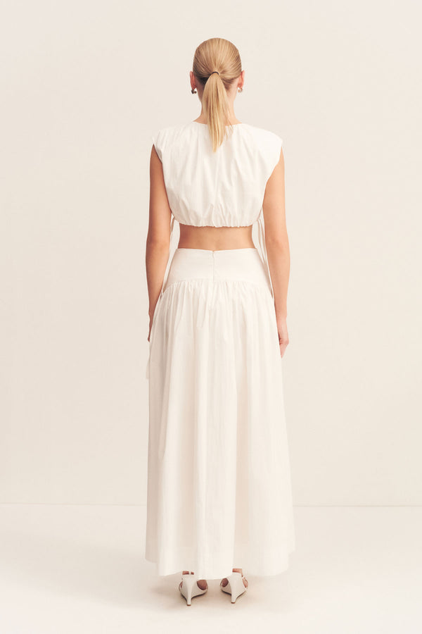 CAMPBELL GATHERED MAXI SKIRT - IVORY_B
