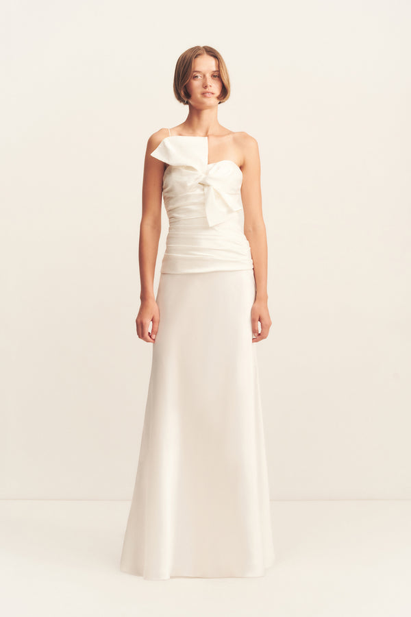 LUCERO SILK CONTRAST TWIST KNOT MAXI DRESS_F