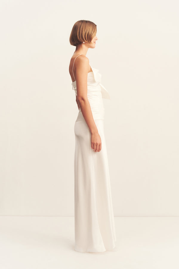 LUCERO SILK CONTRAST TWIST KNOT MAXI DRESS