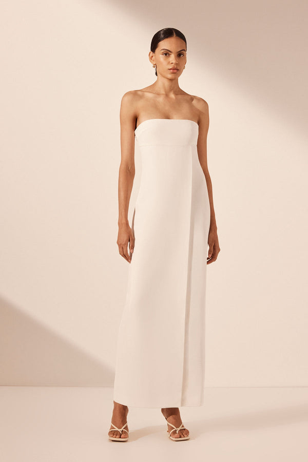 LA LUNE OTTO PUFF SLEEVE COLUMN MAXI DRESS - IVORY_F2