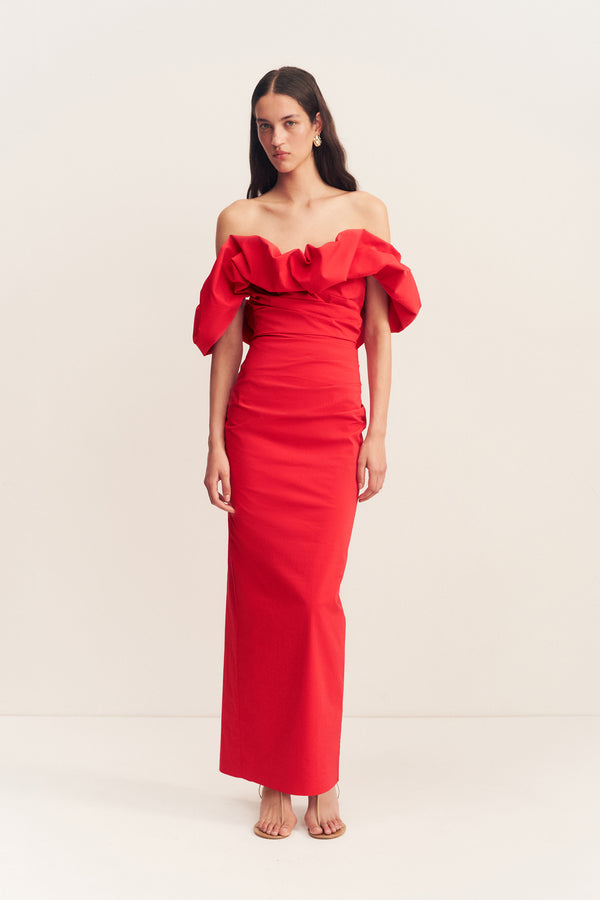 CAMPBELL OFF SHOULDER BUBBLE MAXI DRESS - GOJI_F